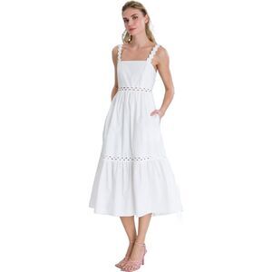 Donna Morgan Womens Solid Midi Dress, Off-White, NWT